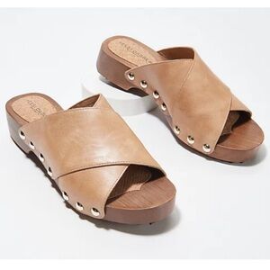 KELSI DAGGER Brooklyn Wood Leather Heeled Sandals Size 9 Boho Fall